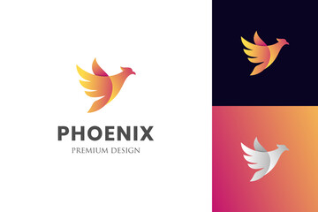 awesome flying phoenix gradient logo vector illustration, Eagle fly freedom symbol logo template