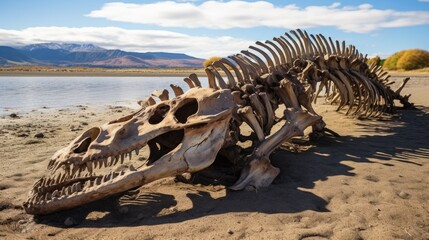 Bones: remains of animal skeleton. Los Antiguos, Santa Cruz, Patagonia, Argentina.
