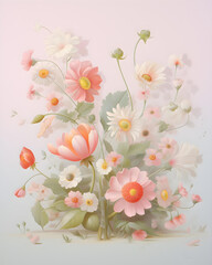 bouquet of flowers on a wooden background