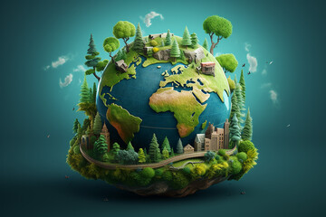 3d earth day poster design