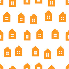 Seamless pattern with orange house