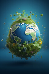 3d earth day poster design