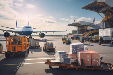 International cargo terminal in the airport for better exports and transportation of the world. - obrazy, fototapety, plakaty