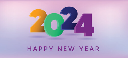 Happy new year 2024 colorful vector poster