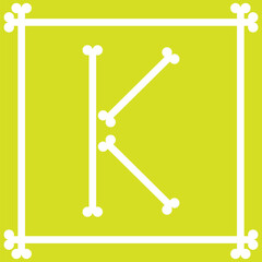 letter logo design with bones arranged to form the letter k
