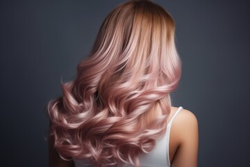 Fototapeta premium Beauty girl with long and shiny wavy Hair ,coloring and toning, shatush and balayash . Beautiful woman model with curly hairstyle.