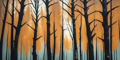 autumn forest graphic artwork background banner
