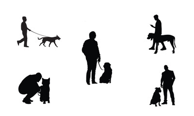 Dog and Men silhouettes set