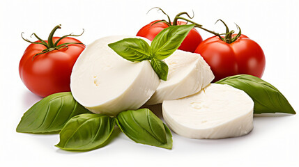 Mozzarella tomatoes basil clipping path included