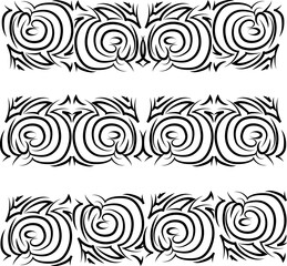 Graphic ornament.  Black curved lines on a transparent background. Three options.