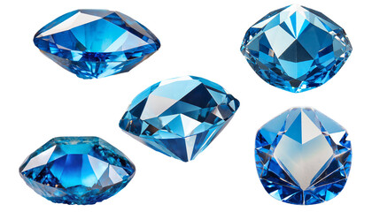 Fototapeta premium sapphire gemstone set isolated on transparent background
