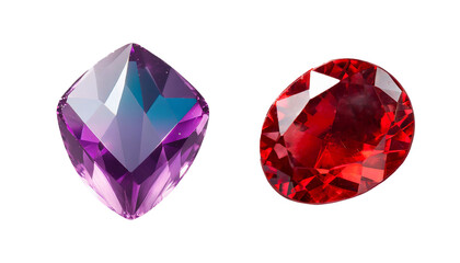 Fototapeta premium set of ruby gemstones isolated on transparent background