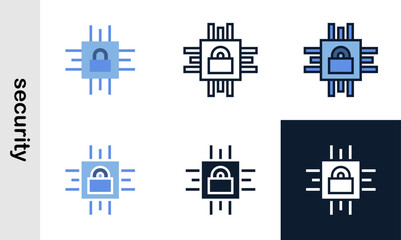security illutration icons set. Simple security icons used web development.