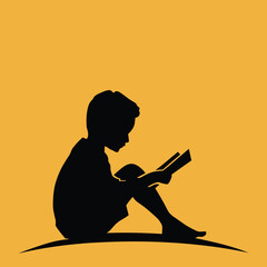 silhouette of a child with a book
