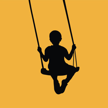 child on a swing shilouette