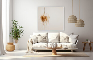 Fototapeta na wymiar Luxurious living room area composition with minimalistic decoration
