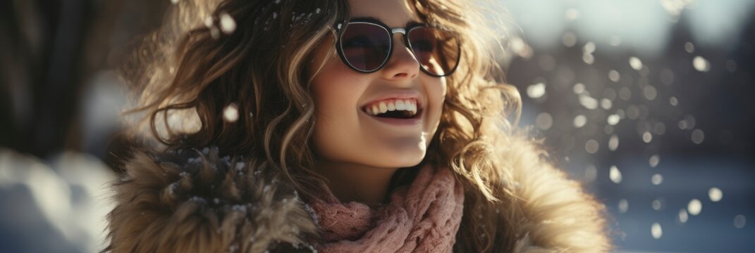 Young Woman Winter Enjoying Sun Red , Background Image For Website, Background Images , Desktop Wallpaper Hd Images