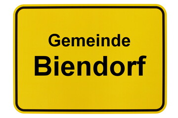 Illustration eines Ortsschildes der Gemeinde Biendorf in Mecklenburg-Vorpommern