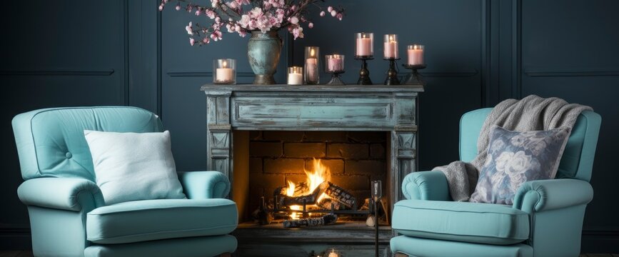 Beautiful Living Room Interior Fireplace Armchair , Background Image For Website, Background Images , Desktop Wallpaper Hd Images