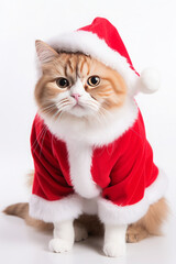 Obraz na płótnie Canvas Cat wearing santa costume 