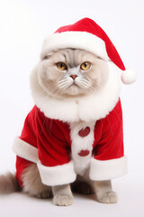 Cat wearing santa costume 