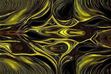 Liquid copper and neon yellow in a mesmerizing abstract pattern.