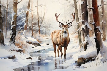 Fototapeta premium deer in the woods