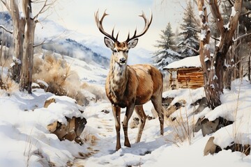 deer in winter