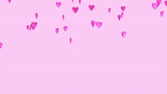Spinning pink heart falling, Pink background, 4K 3DCG, Love for Valentines day