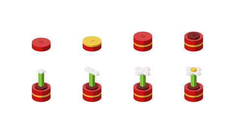 Instructions for assembling a chamomile flower from blocks. Vector illustration