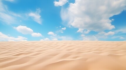 Fototapeta na wymiar Captivating Desert Landscape, Low Angle View of Sandy Dunes and Clear Blue Skies