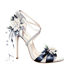Watercolor stiletto heel with flowers Illustration, png - obrazy, fototapety, plakaty