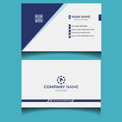 Creative Blue and White Vector Business cards clean template. simple minimal Business Card layout design.