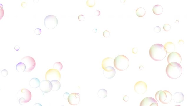 左右からシャボン玉が飛ぶ 背景白 Soap bubbles flying from left and right(White Background)