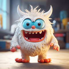 Fototapeta premium A playful, whimsical yellow creature toy designed to ignite imagination and creativity, ideal for inspiring playful exploration and imaginative adventures. Generative AI.