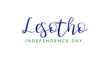 Happy Lesotho Independence Day Text Animation in Blue and Green Color. Ideal for banners, social media feed wallpaper stories, and Lesotho Independence Day celebrations