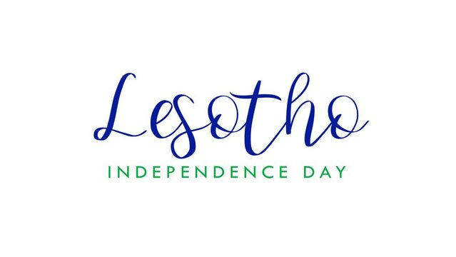 Happy Lesotho Independence Day Text Animation in Blue and Green Color. Ideal for banners, social media feed wallpaper stories, and Lesotho Independence Day celebrations