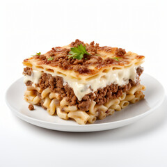 Pastitsio isolated on a white background