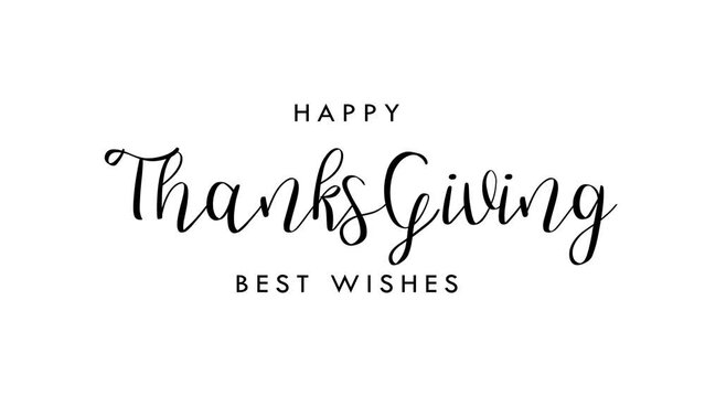 Happy Thanksgiving Day Text Animation in Black Color. Wonderful for banners, Thanksgiving Day celebrations, and stories for social media feed wallpaper