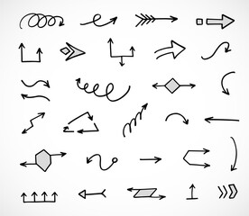 Vector set of hand drawn arrows, elements for presentation
