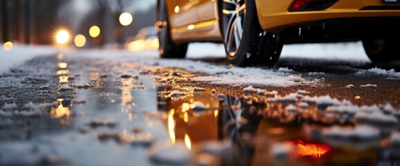 Closeup Car Tires Winter On Road , Background Image For Website, Background Images , Desktop Wallpaper Hd Images