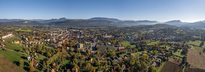 Belley vue de drone, Ain, Auvergne-Rhône-Alpes, France