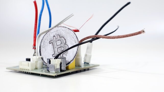 Bitcoin cryptocurrency isolated on white background.