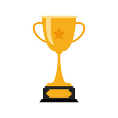 Golden trophy vector isolated icon.  Champion trophy cup. Editable vector. 