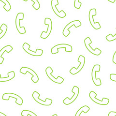 Seamless pattern with green outline phone