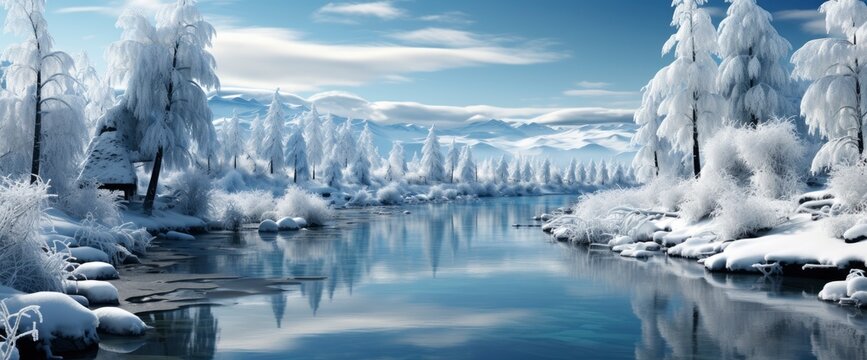 Winter River Snowfal , Background Image For Website, Background Images , Desktop Wallpaper Hd Images