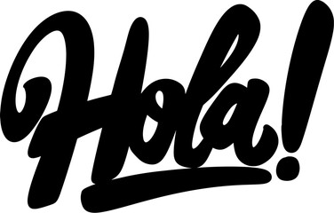 Hola. Lettering phrase isolated on white. Vector illustration © liubov