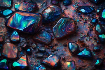 Iridescent liquid opal in an otherworldly dance