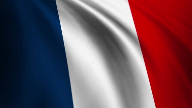 Waving Flag of France. France national flag video background. 4K resolution 3840x2160, 60fps