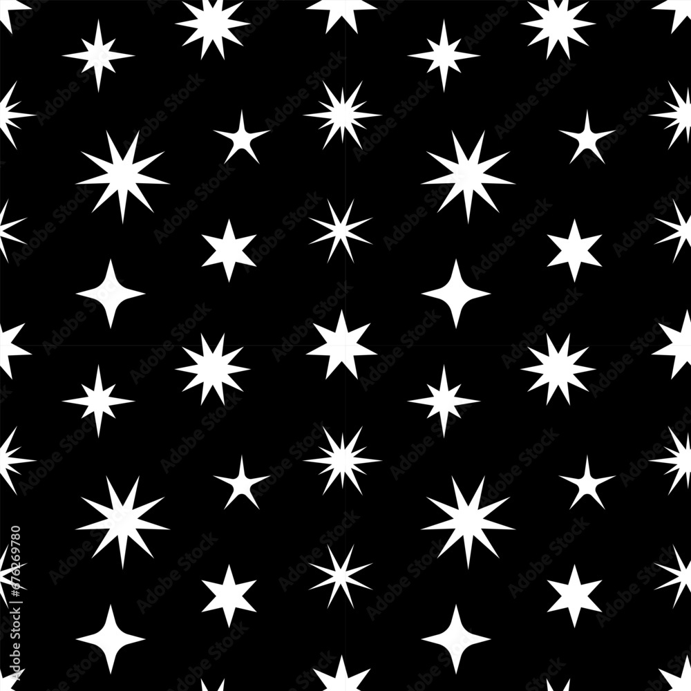 Wall mural vector seamless pattern of futuristic sparkle stars. abstract print. seamless pattern with star shap